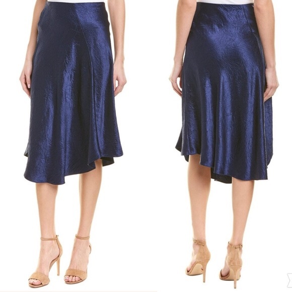 Vince Dresses & Skirts - NWT Vince Asymmetrical Crinkled Satin Skirt Ink